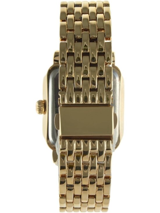 Women\'s Gold Analog Rectangle Crystal Decorated Bezel Numerals Bracelet Watch